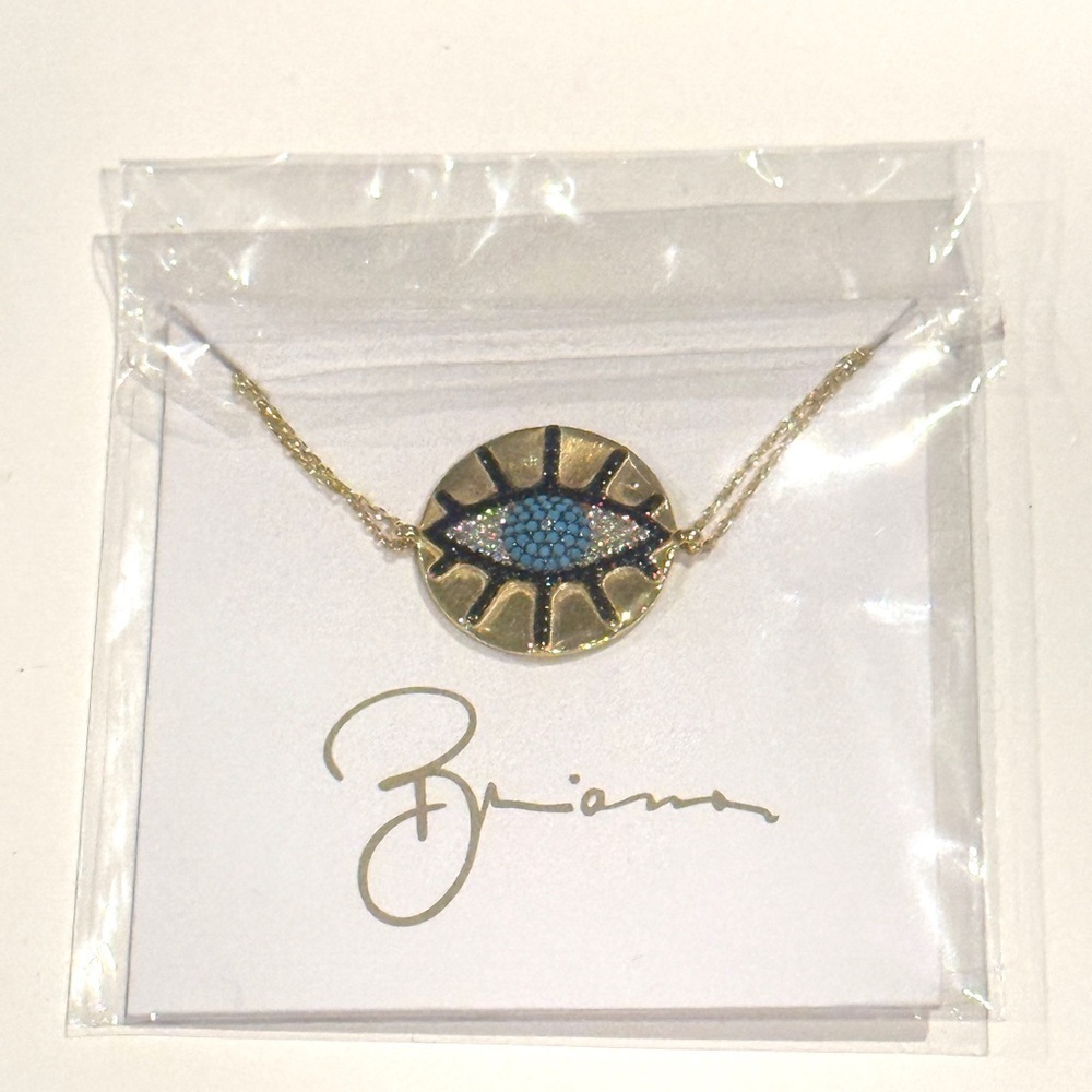 Turquoise Eye Pendant Gold Bracelet